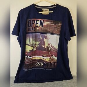 Dissident Mens Blue T-Shirt,‎ XL, Route 69, Open Road Logo